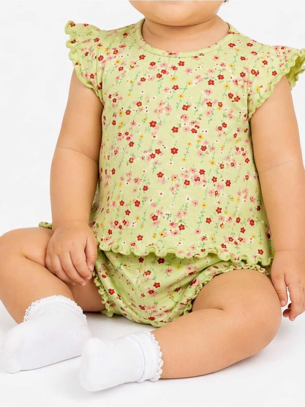 Tyke’s Baby Girl Floral Set 0-3M Green 2pc
